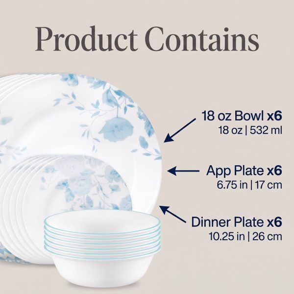 18-Piece Stoneware Dinnerware Set for 6 | Chip-Resistant Ceramic Plates & Bowls, Modern Kitchen Starter Kit, Dishwasher & Microwave Safe