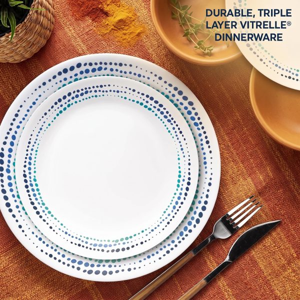 Ocean Blues 16-Piece Double Bowl Dinnerware Set, Service for 4