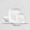12-Piece White Square Tempered Glass Dinnerware Set – Service for 4 – Durable, Shatter-Resistant Plates and Bowls for Home Use