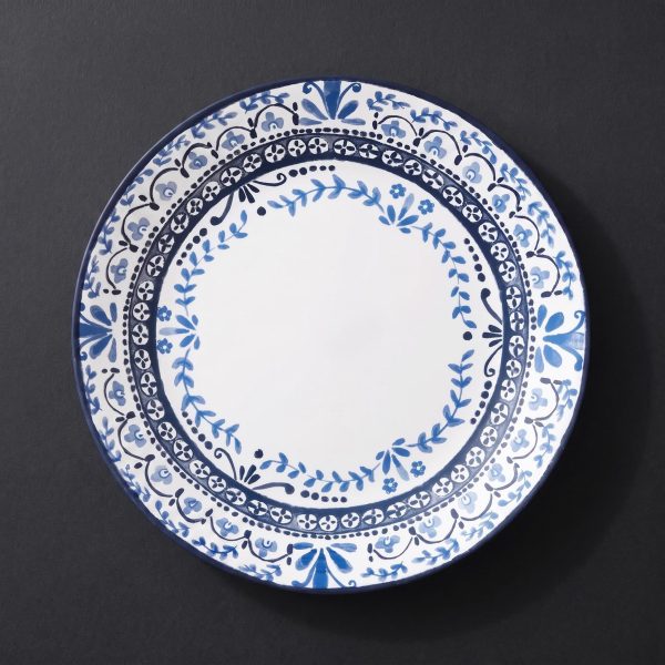 6 Pack 6.75 Inch Blue Floral Appetizer Plates, Vintage Mediterranean‑Style Decorative Salad Dessert Plates