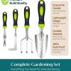 Heavy Duty Gardening Tools - Gardening Gifts for Women, Men, Mom, Dad - Durable, Ergonomic Garden Tools Set (Green with Potting Mat)
