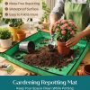 Heavy Duty Gardening Tools - Gardening Gifts for Women, Men, Mom, Dad - Durable, Ergonomic Garden Tools Set (Green with Potting Mat)