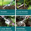 Heavy Duty Gardening Tools - Gardening Gifts for Women, Men, Mom, Dad - Durable, Ergonomic Garden Tools Set (Green with Potting Mat)