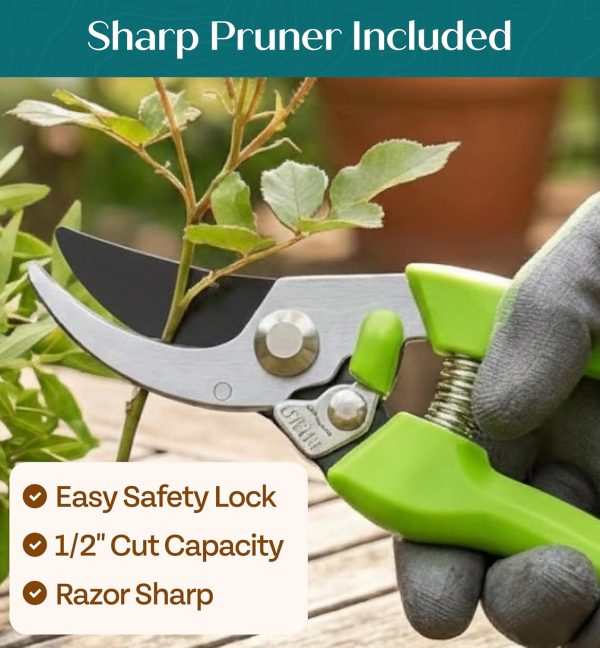 Heavy Duty Gardening Tools - Gardening Gifts for Women, Men, Mom, Dad - Durable, Ergonomic Garden Tools Set (Green with Potting Mat)